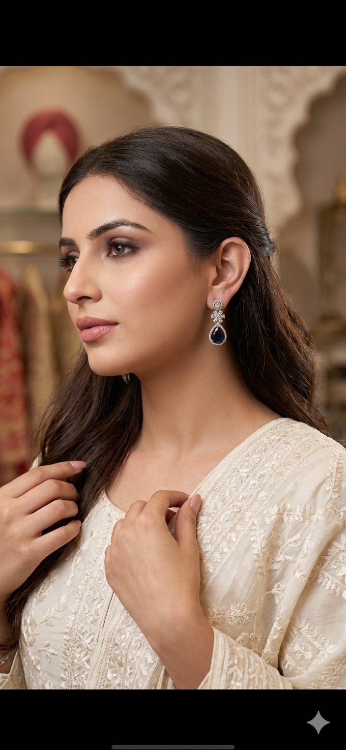 Midnight Sapphire Teardrop Statement Earrings