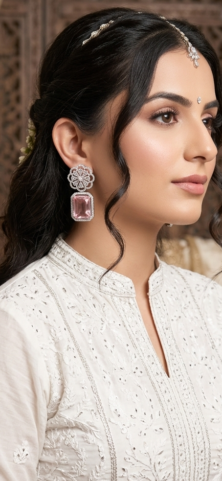Princess Pink American Diamond Dangles