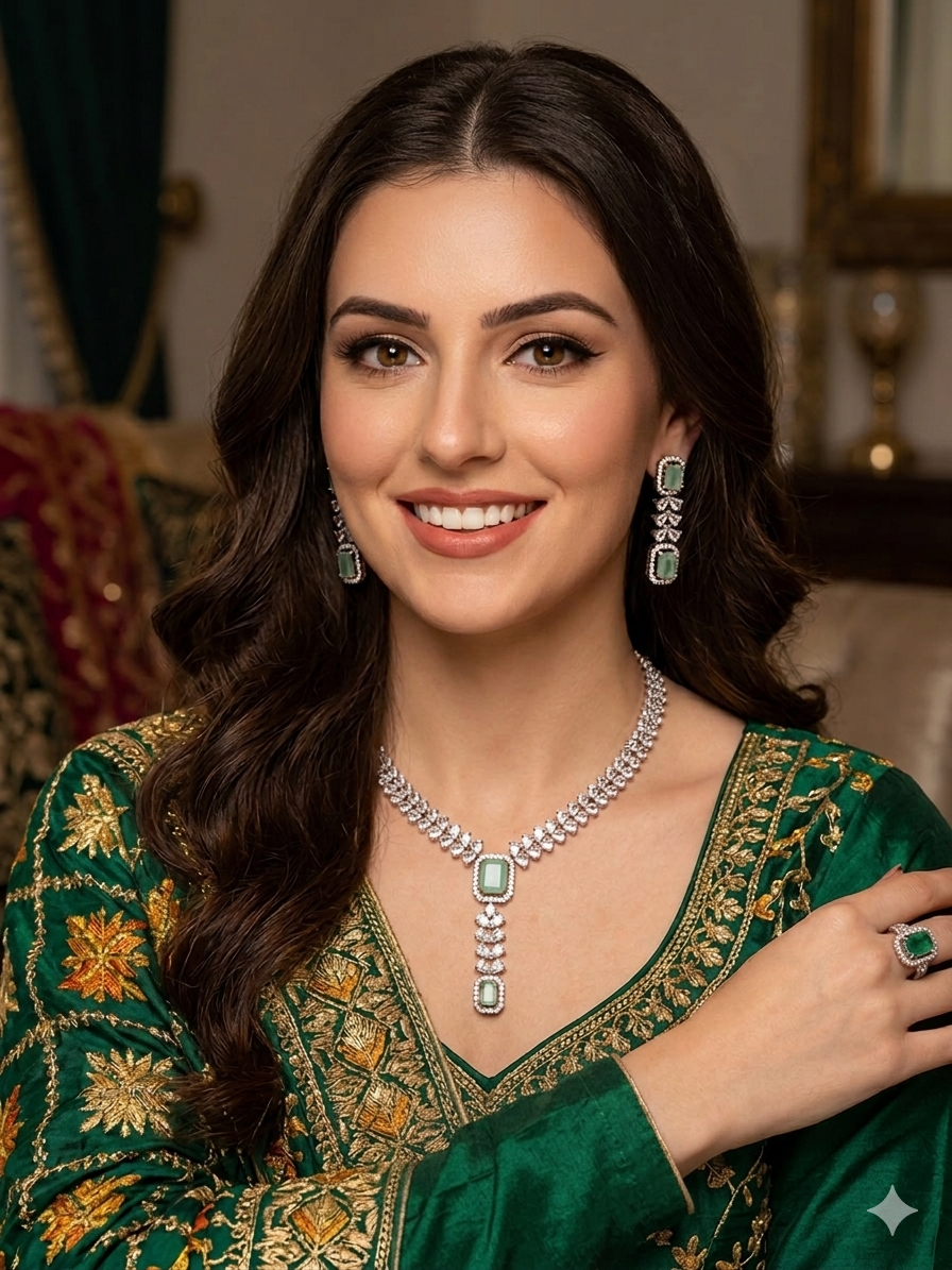 Beautiful American Pink Necklace And Earring Set
