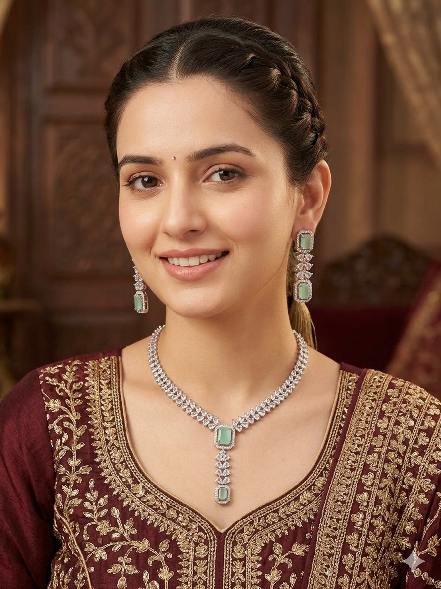Beautiful American Pink Necklace And Earring Set