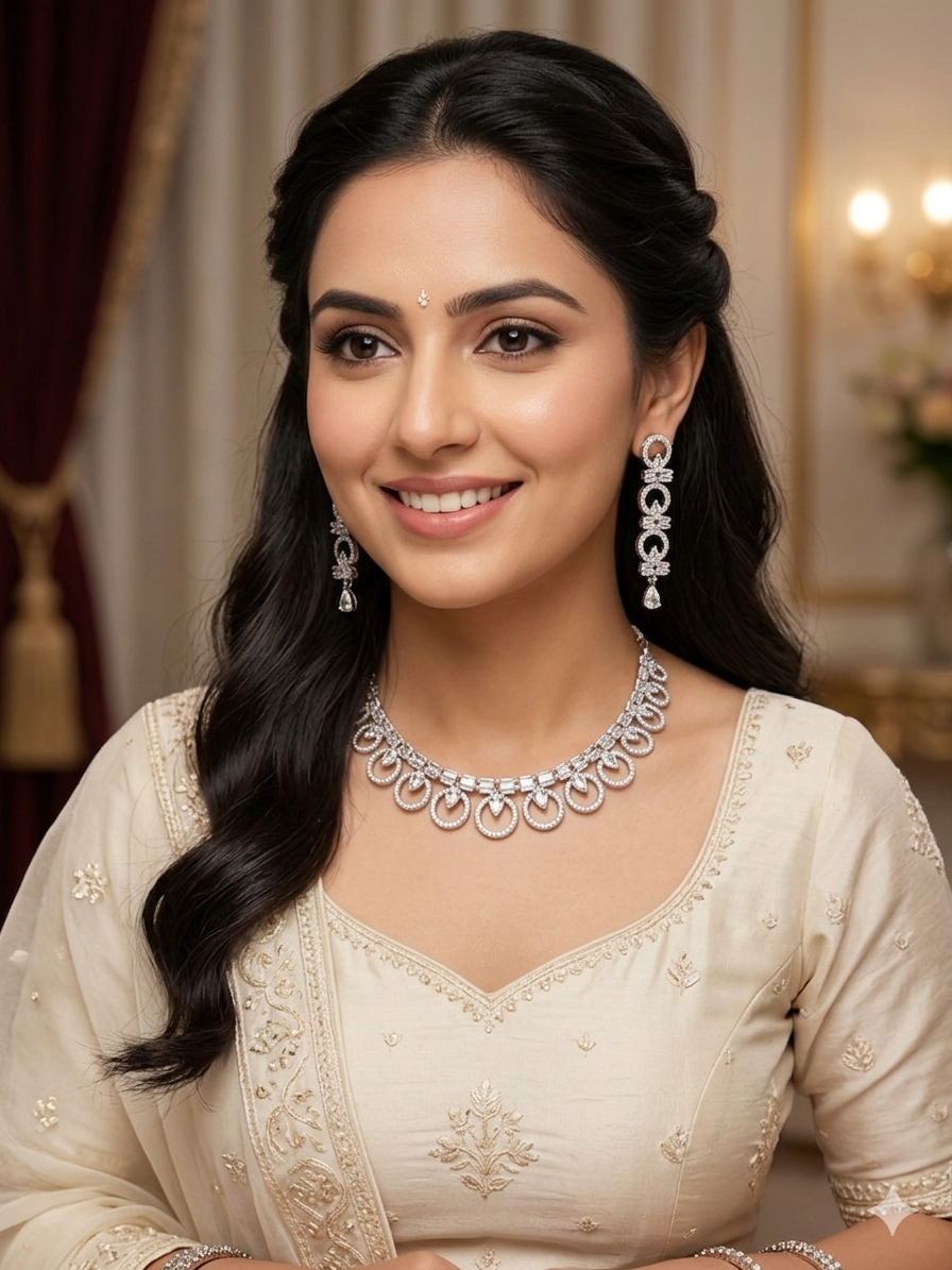 Eternal Halo Diamond Loop Necklace & Drop Earrings Set