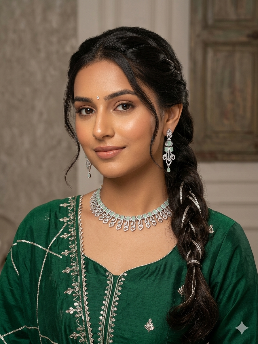 Mint Royale Diamond-Style Choker Necklace & Earrings Set