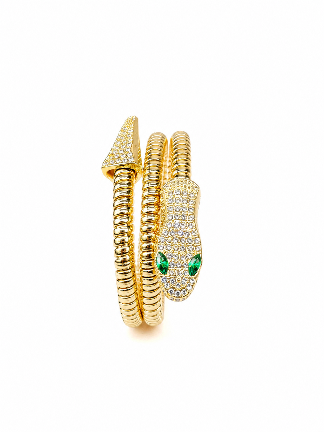 Luxury Serpent-Inspired Gold Crystal Cuff Bracelet