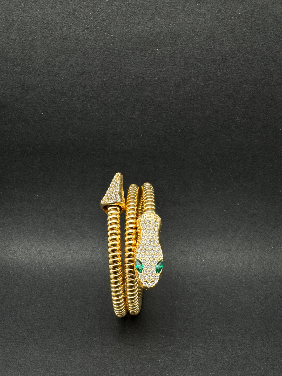 Luxury Serpent-Inspired Gold Crystal Cuff Bracelet