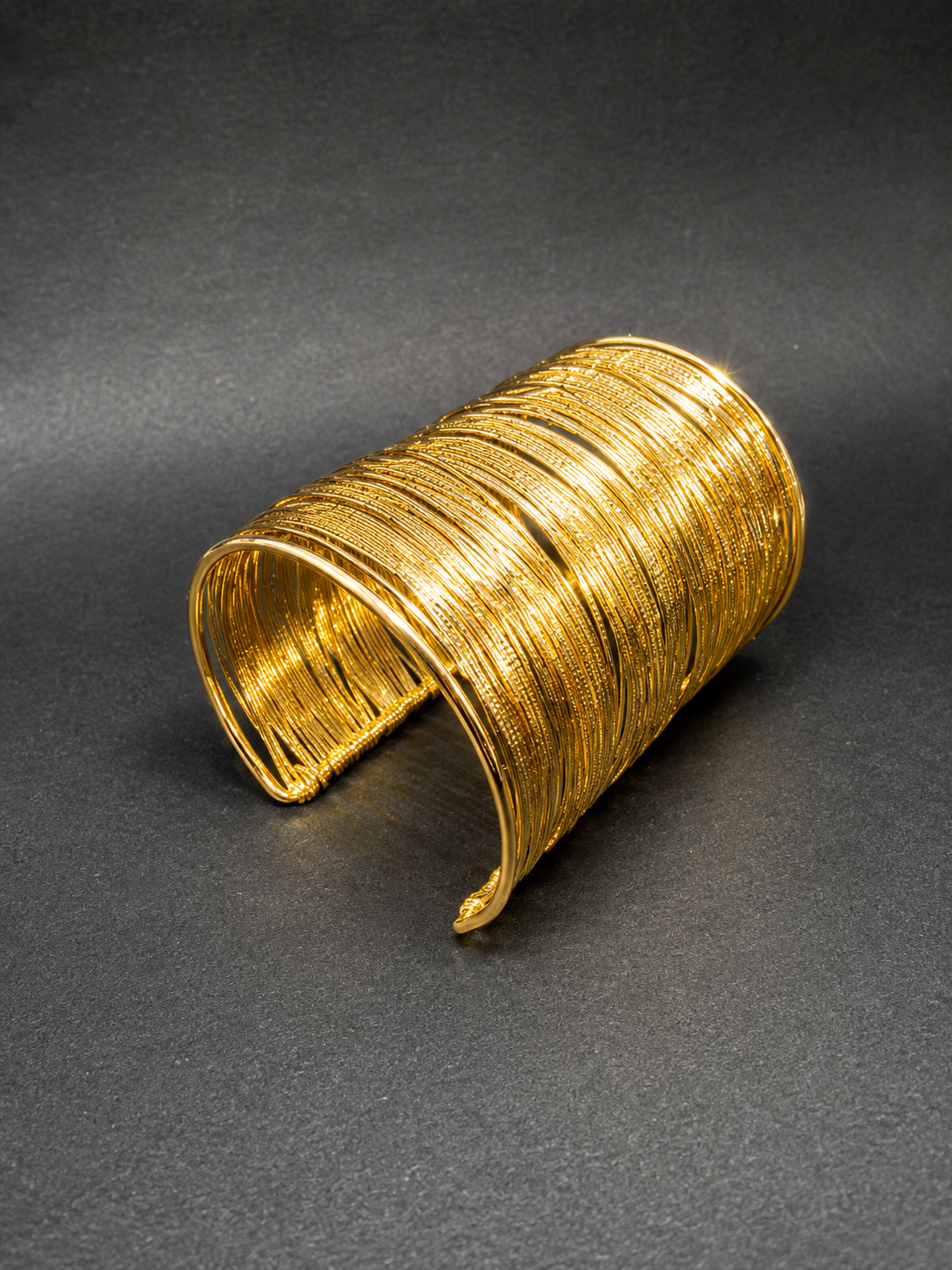 Elegant Golden Wire Cuff Statement Bracelet