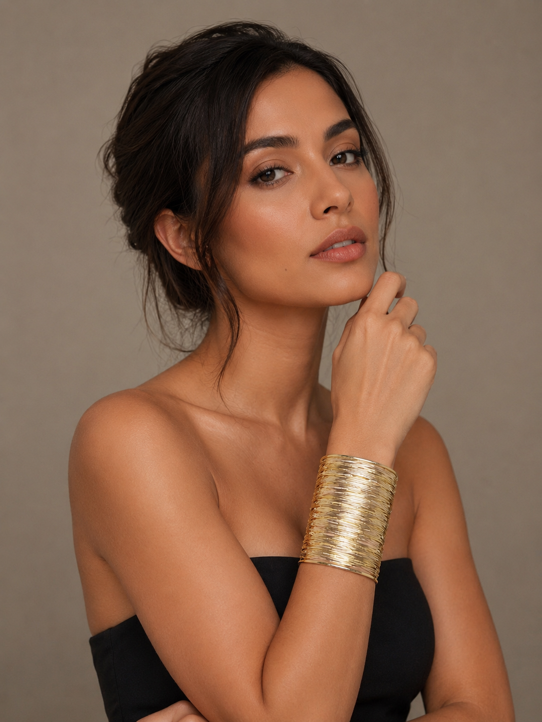 Elegant Golden Wire Cuff Statement Bracelet