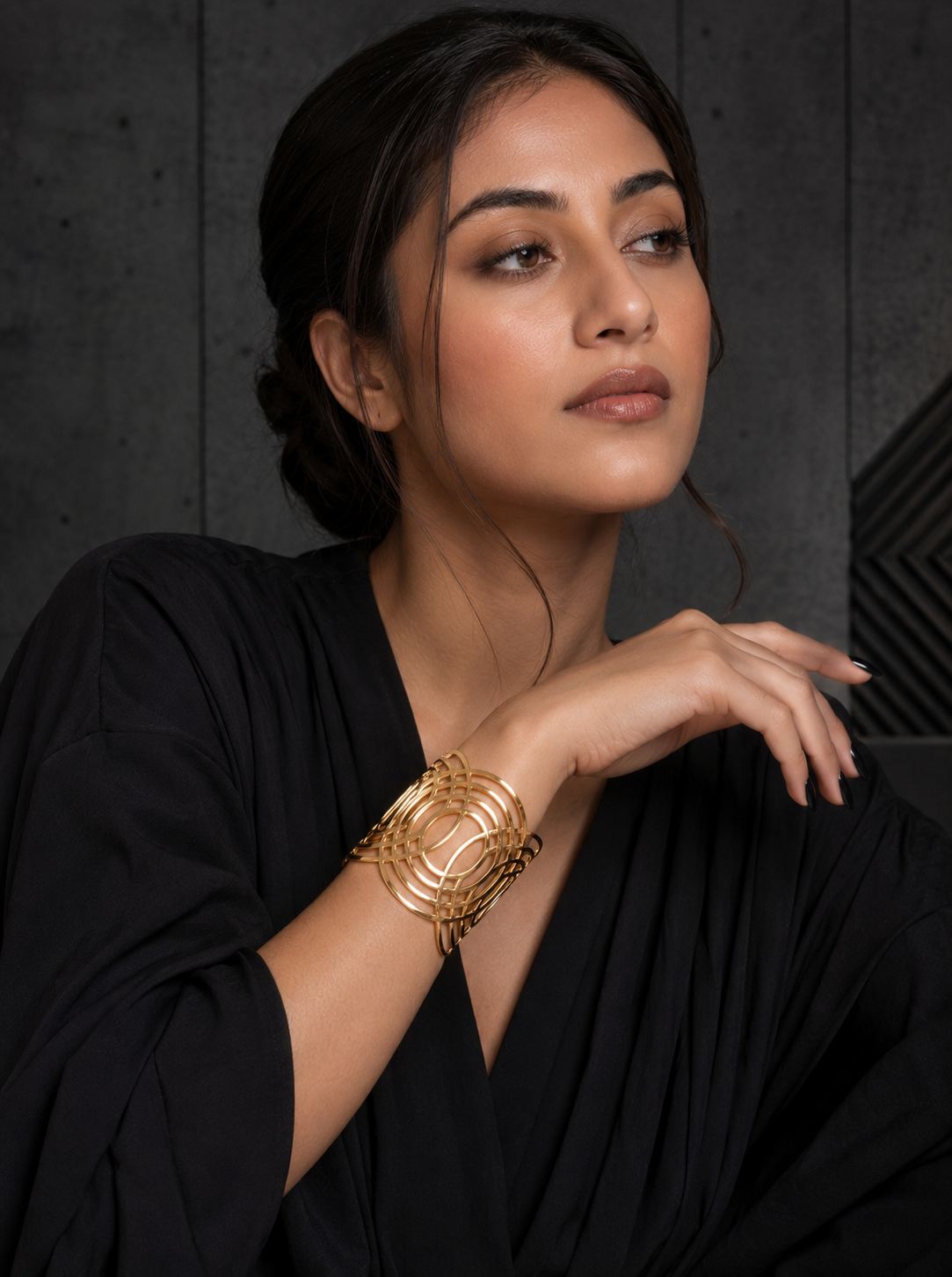 Gold Geometric Open Cuff Bracelet – Contemporary Statement Elegance