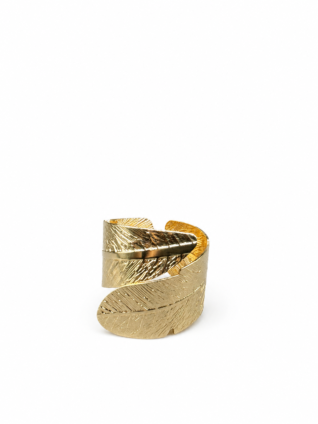Elegant Leaf Wrap Full Gold Statement Cuff Bracelet