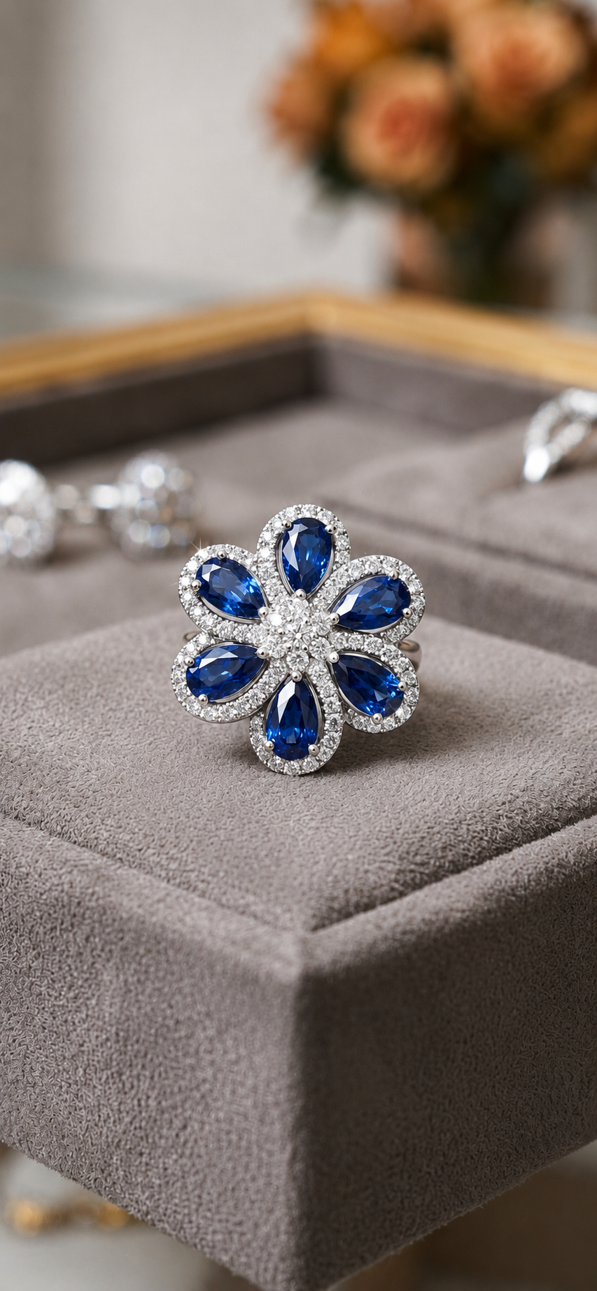 Royal Bloom Sapphire Statement Ring