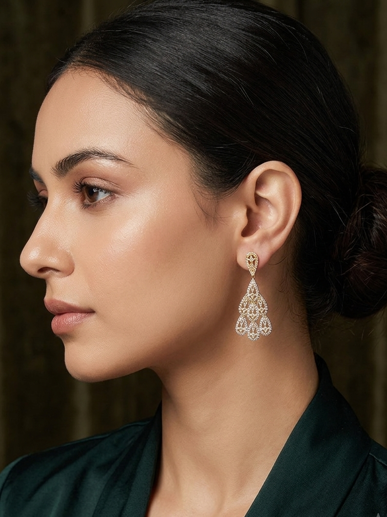 Golden Filigree Cascade Drop Earrings