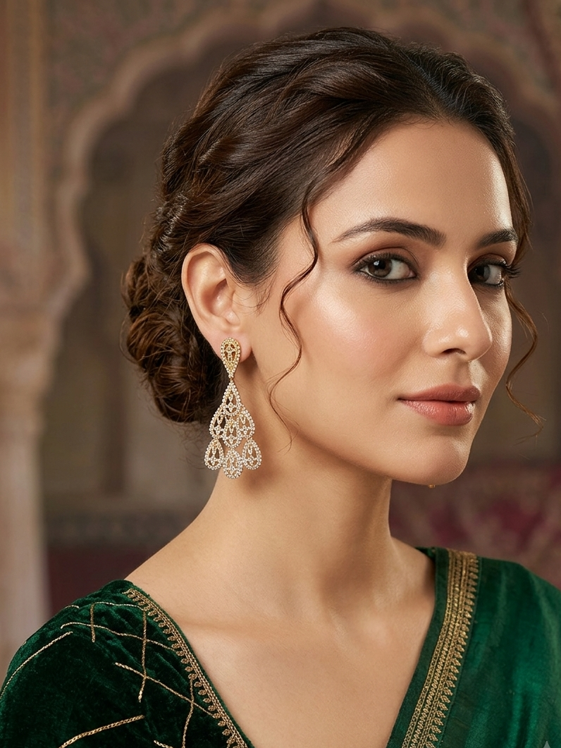 Golden Filigree Cascade Drop Earrings