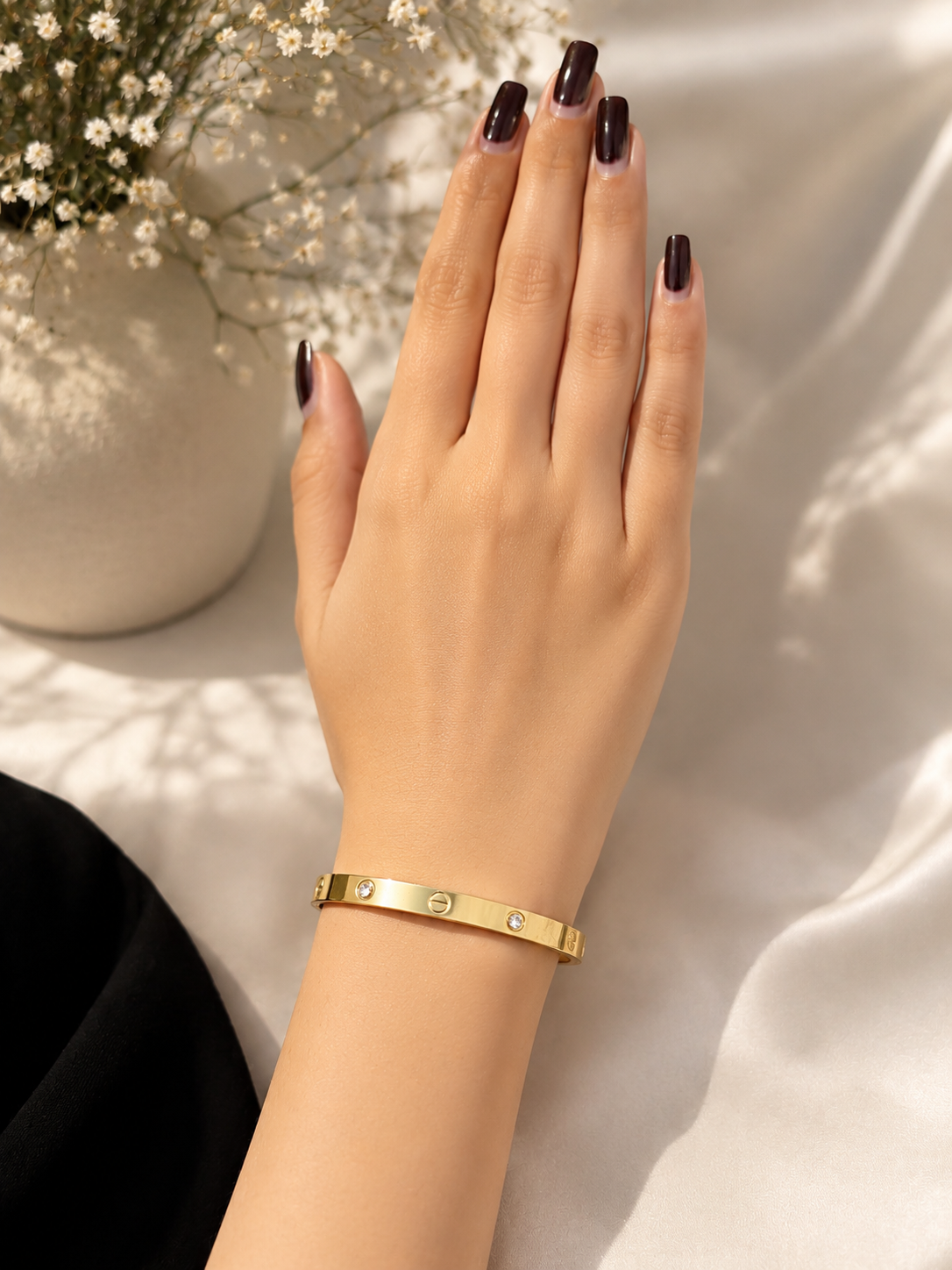 Elvion Luxe Crystal Gold Bangle Bracelet | Premium Anti-Tarnish Stainless Steel