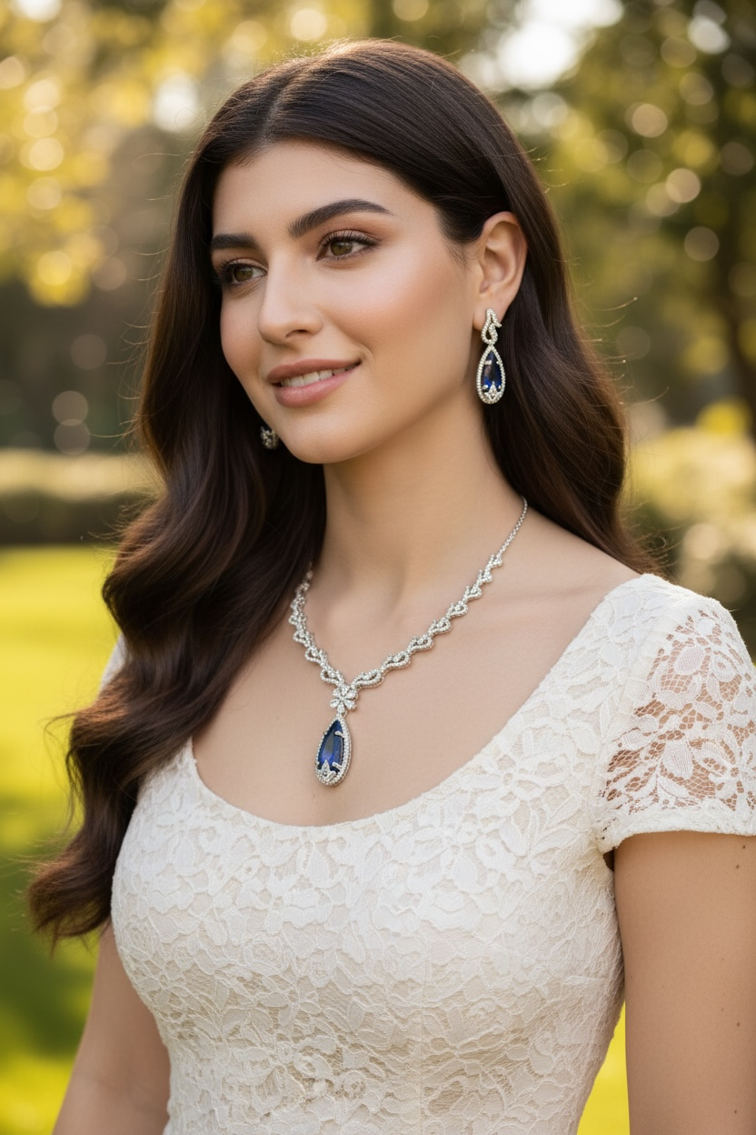 Deep Shine Necklace And Earring Set