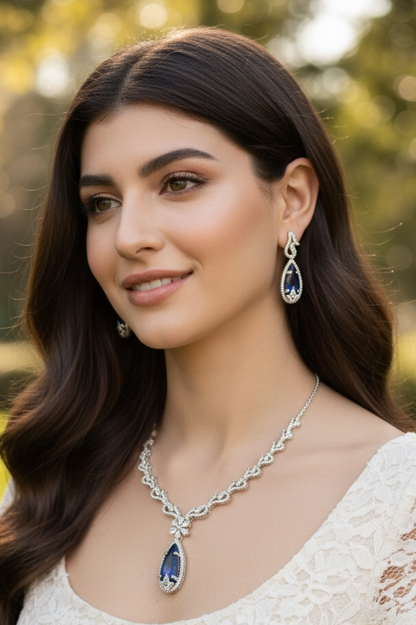Deep Shine Necklace And Earring Set