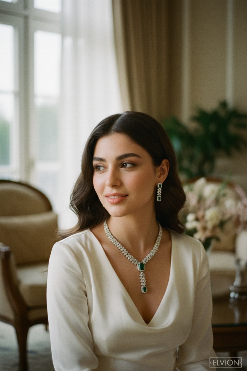 Green Glow Necklace And Earring Set