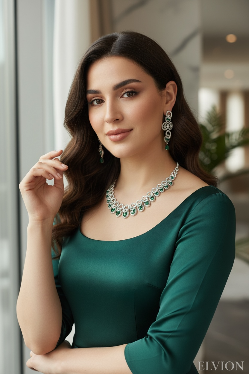 Beautiful Necklace and Earrings with pearls.