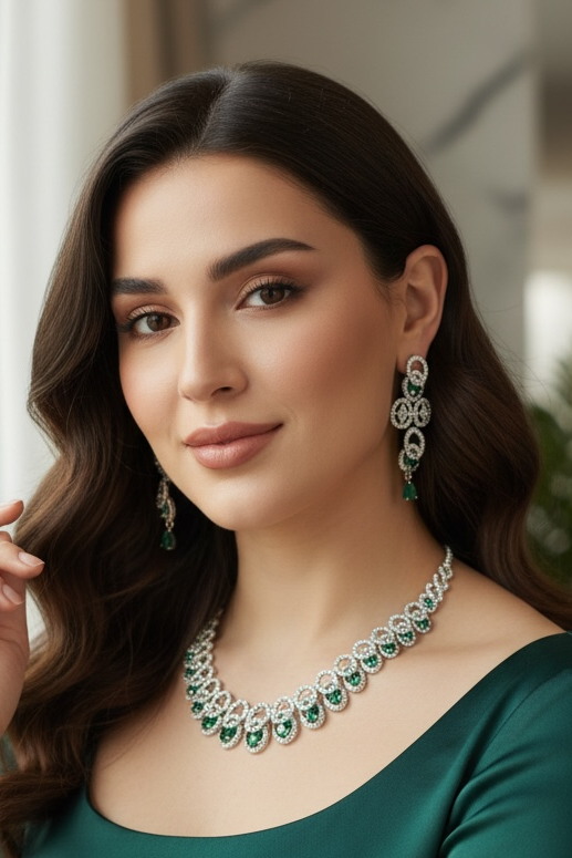 Beautiful Necklace and Earrings with pearls.