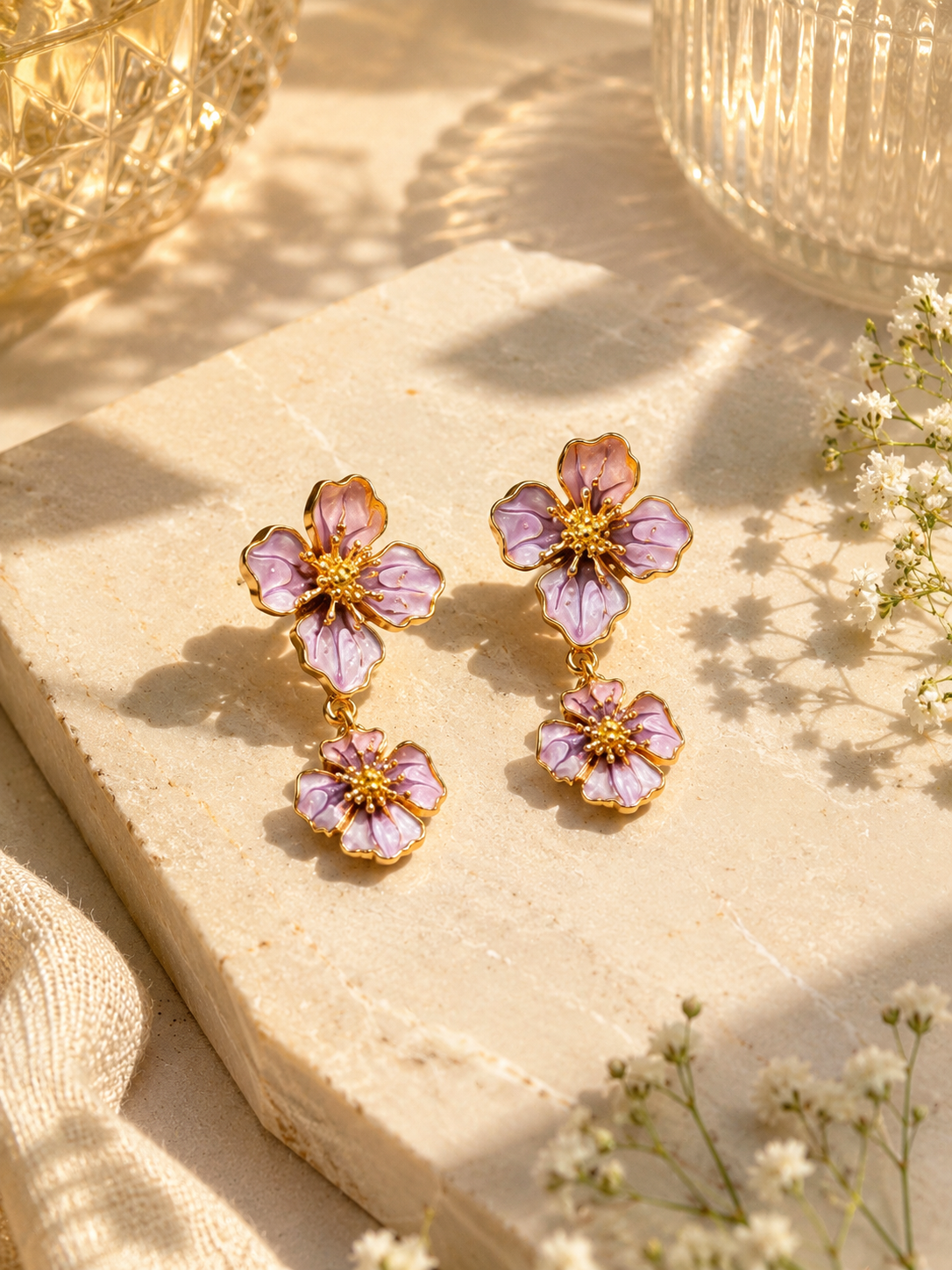 Sunlit Blossom Drop Earrings – Elegant Floral Statement