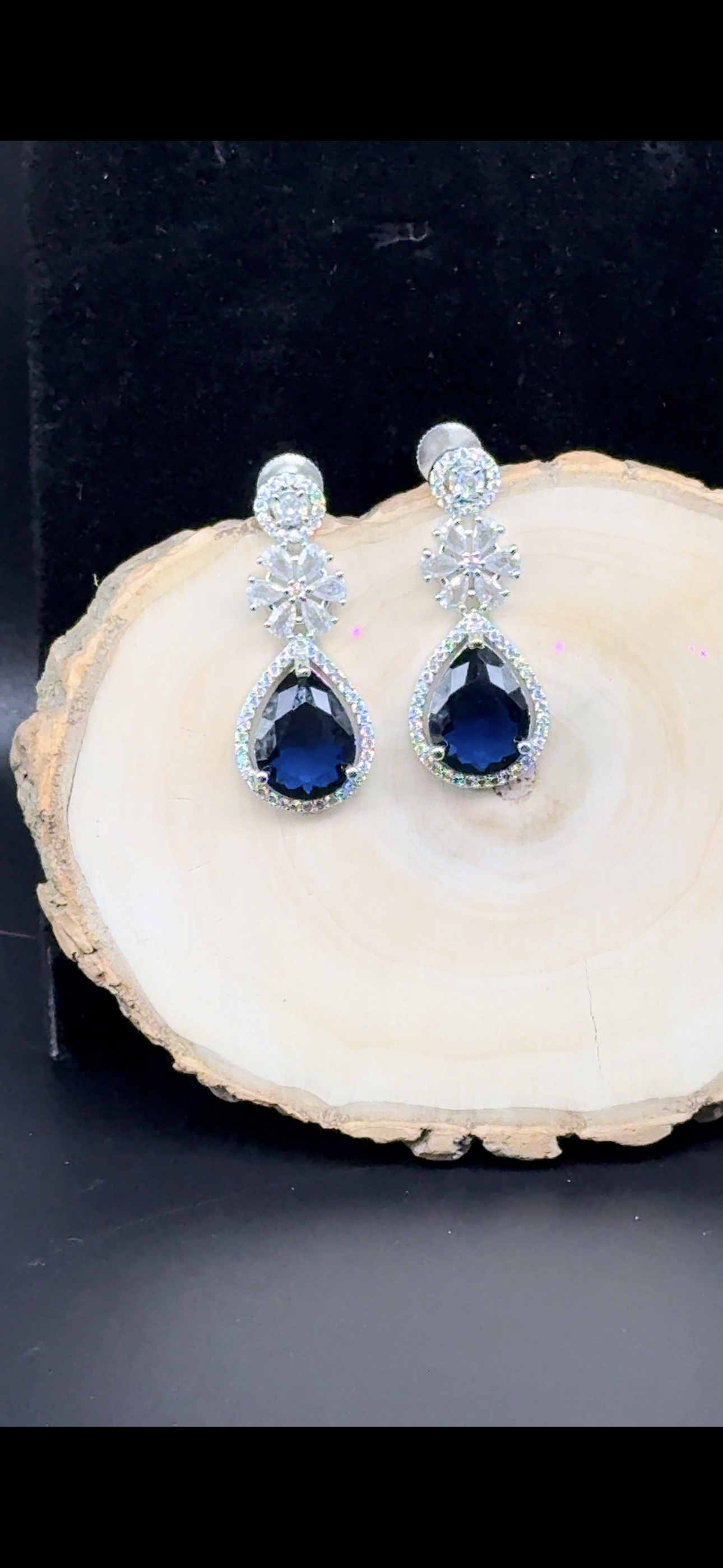 Midnight Sapphire Teardrop Statement Earrings