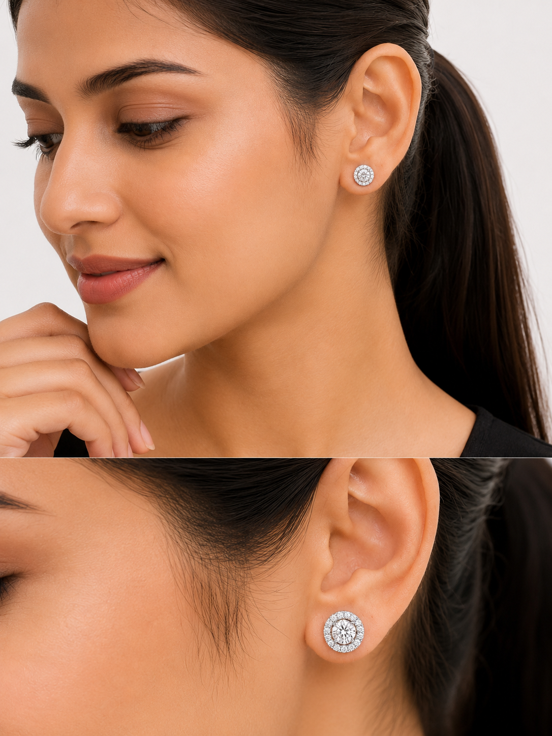 Elvion Halo Sparkle Round Stud Earrings – Timeless Everyday Elegance