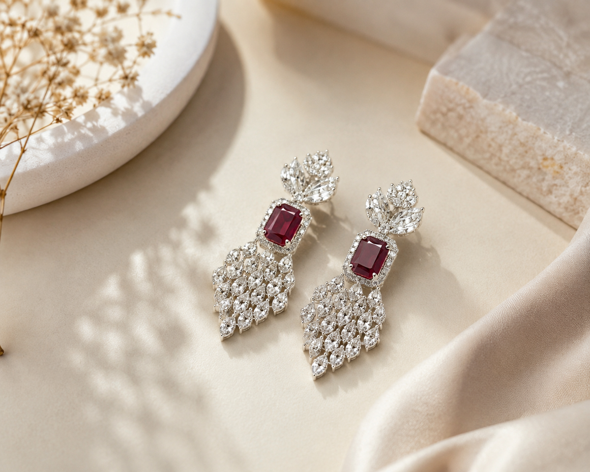 Royal Ruby Diamond Chandelier Earrings