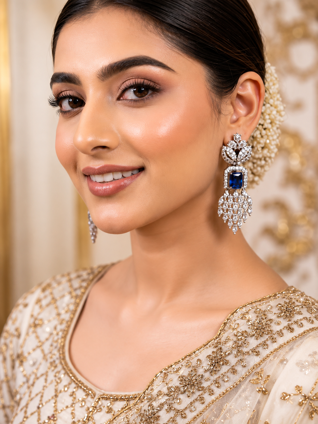 Royal Sapphire Diamond Chandelier Earrings
