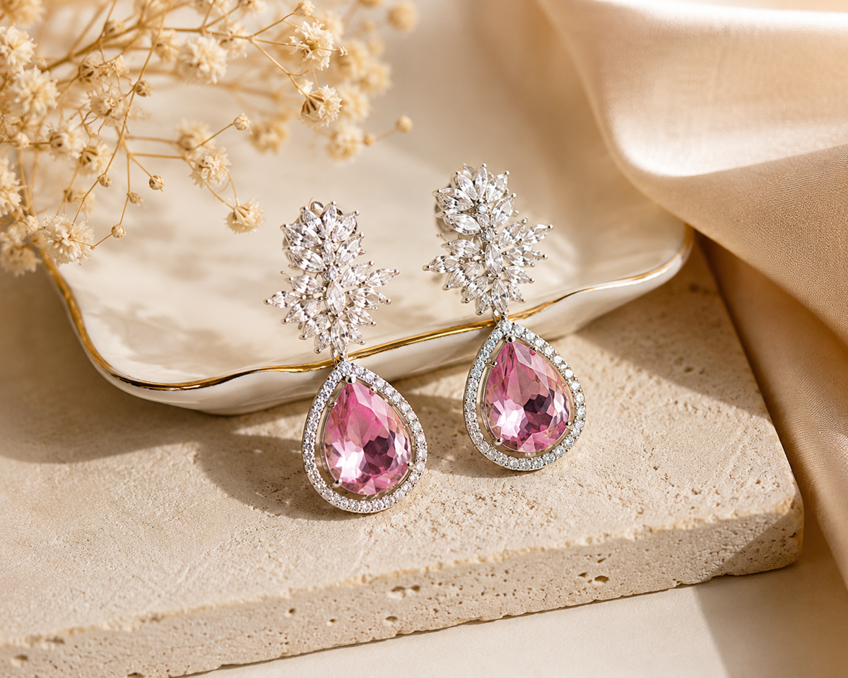Blush Star Pink Drop Diamond Earrings