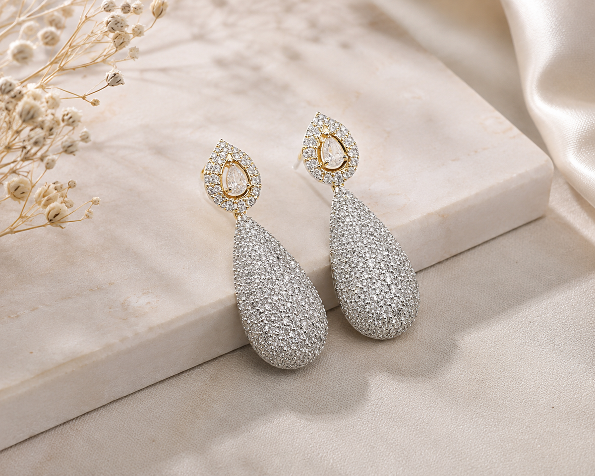 Classic Pear Diamond Drop Earrings