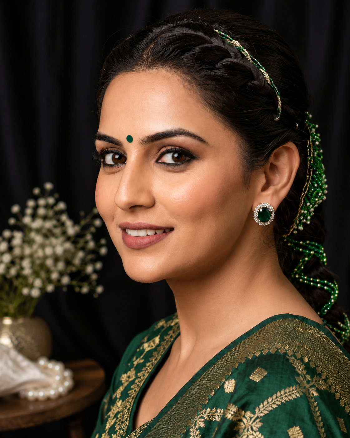 Emerald Halo Classic Stud Earrings