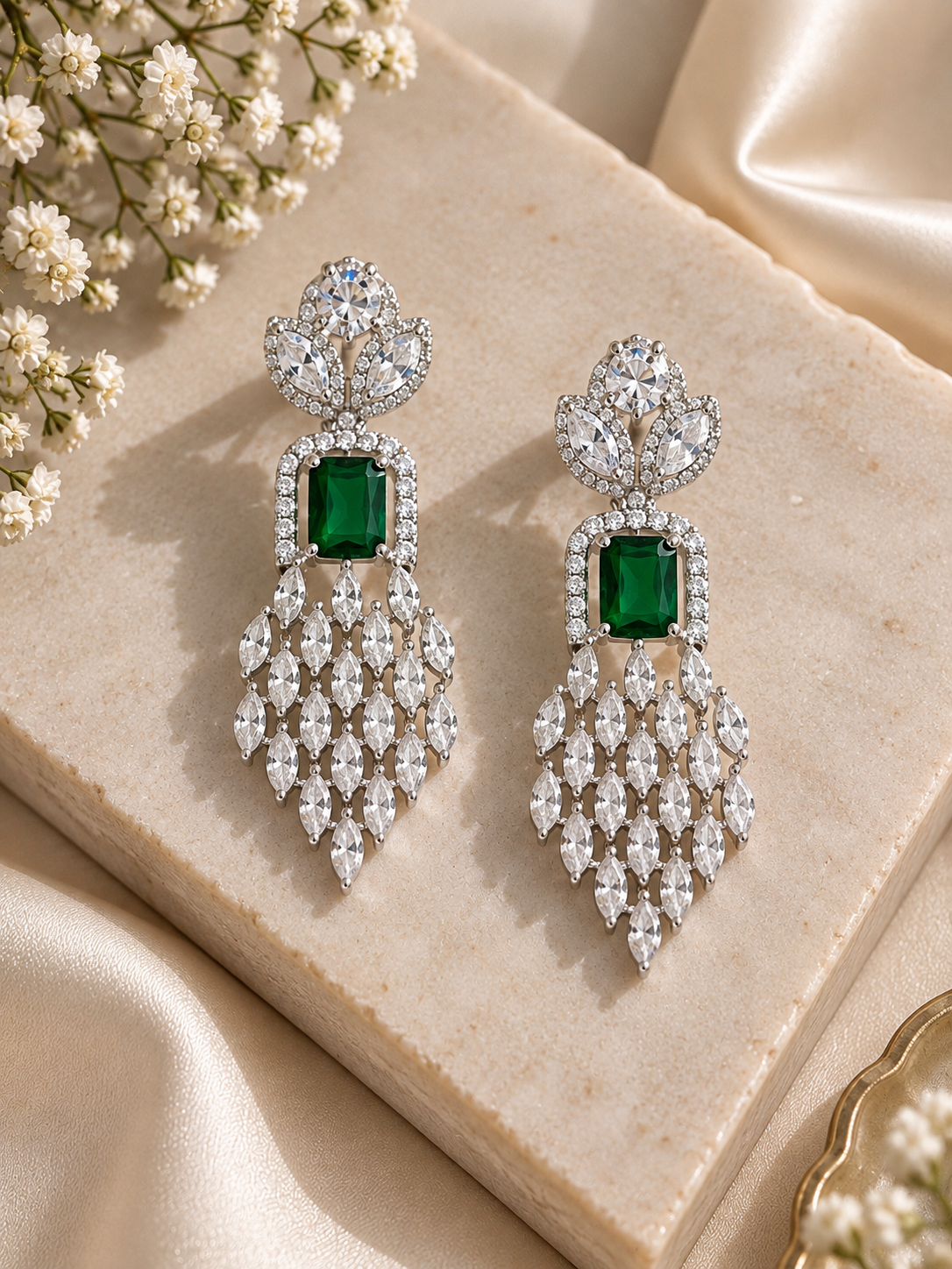 Emerald Royale Crystal Chandelier Earrings
