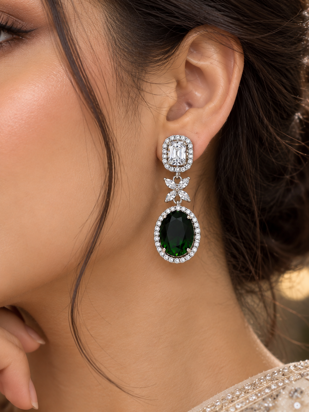 Ruby Radiance Teardrop Earrings – Premium Silver-Plated CZ Statement Earrings