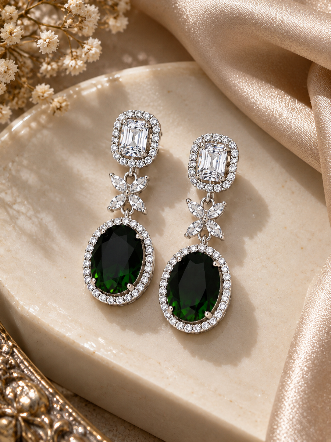 Ruby Radiance Teardrop Earrings – Premium Silver-Plated CZ Statement Earrings