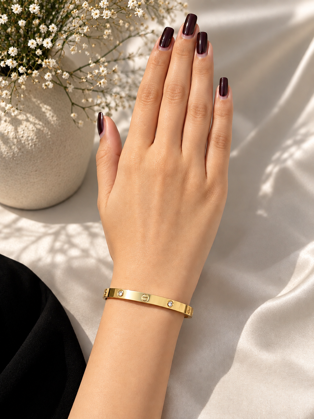 Elvion Luxe Crystal Gold Bangle Bracelet | Premium Anti-Tarnish Stainless Steel