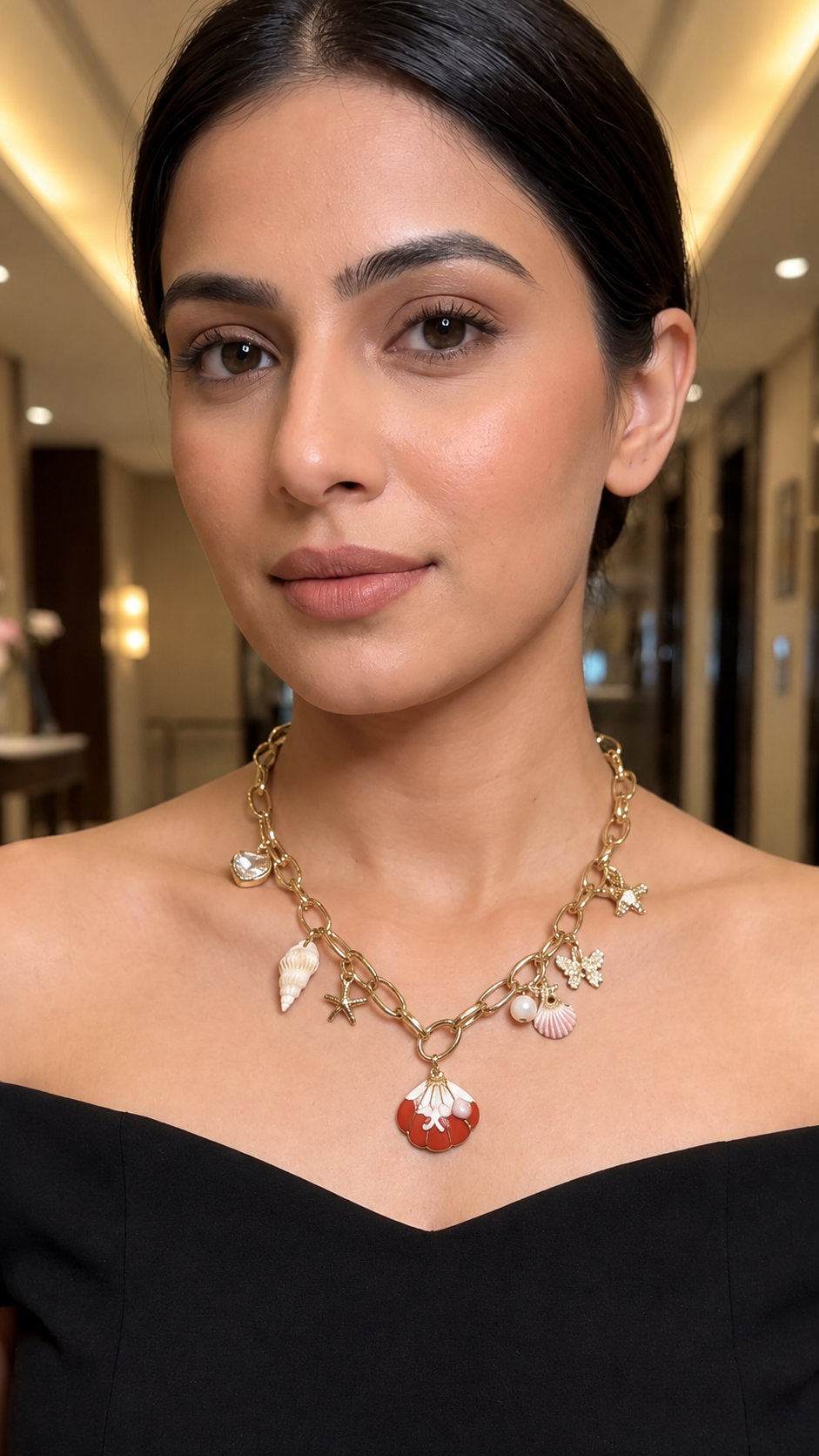Elegant Gold Ocean Charm Necklace for Women