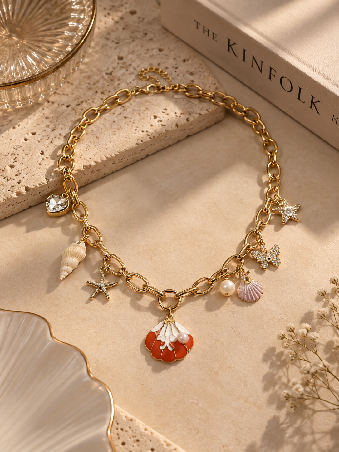 Elegant Gold Ocean Charm Necklace for Women