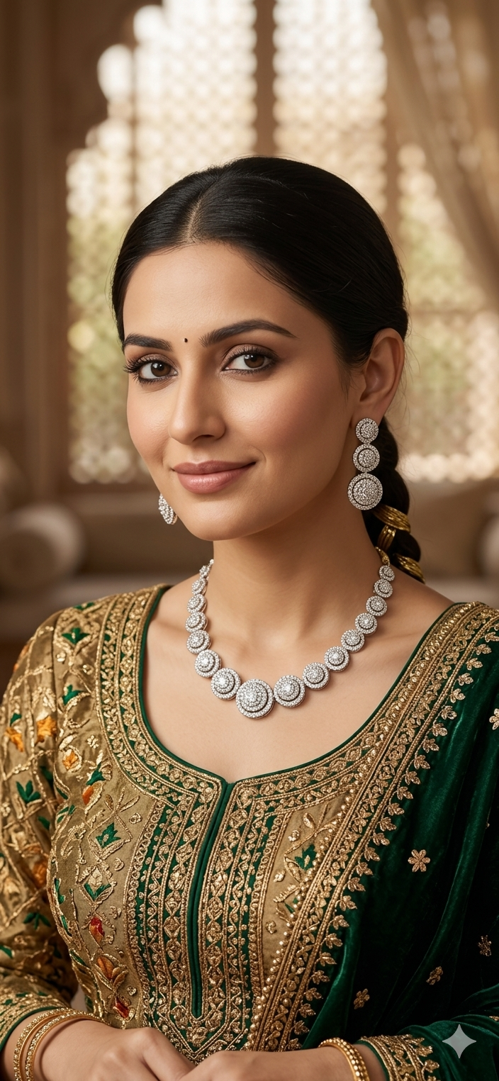 Classic Halo Diamond Disc Necklace & Drop Earrings Set