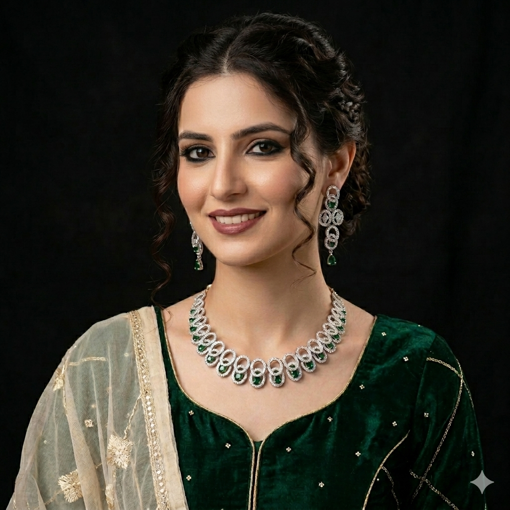 Beautiful Necklace and Earrings with pearls.