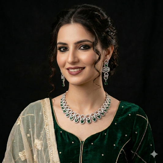 Beautiful Necklace and Earrings with pearls.