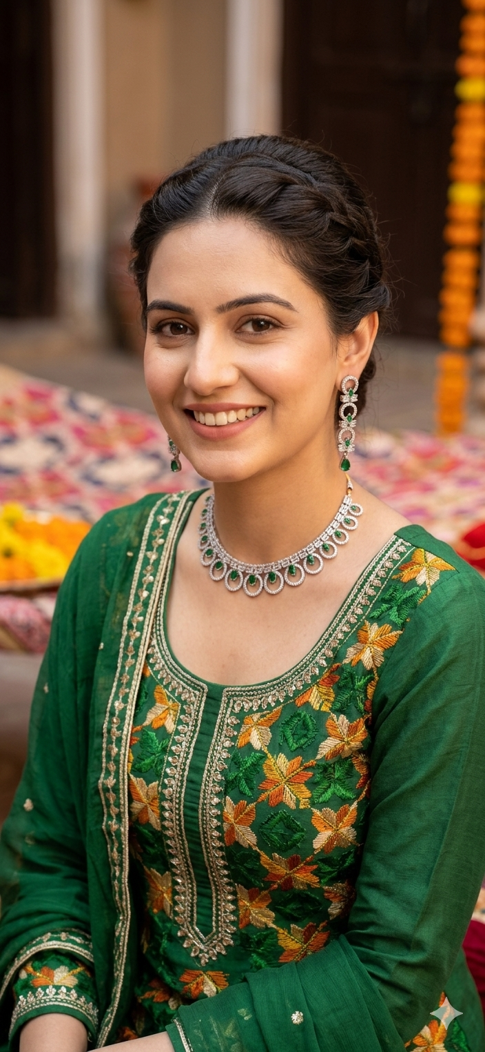 Green Spark Necklace And Earrings