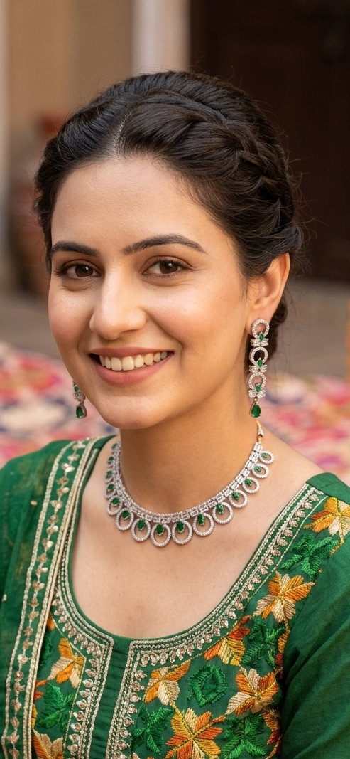 Green Spark Necklace And Earrings