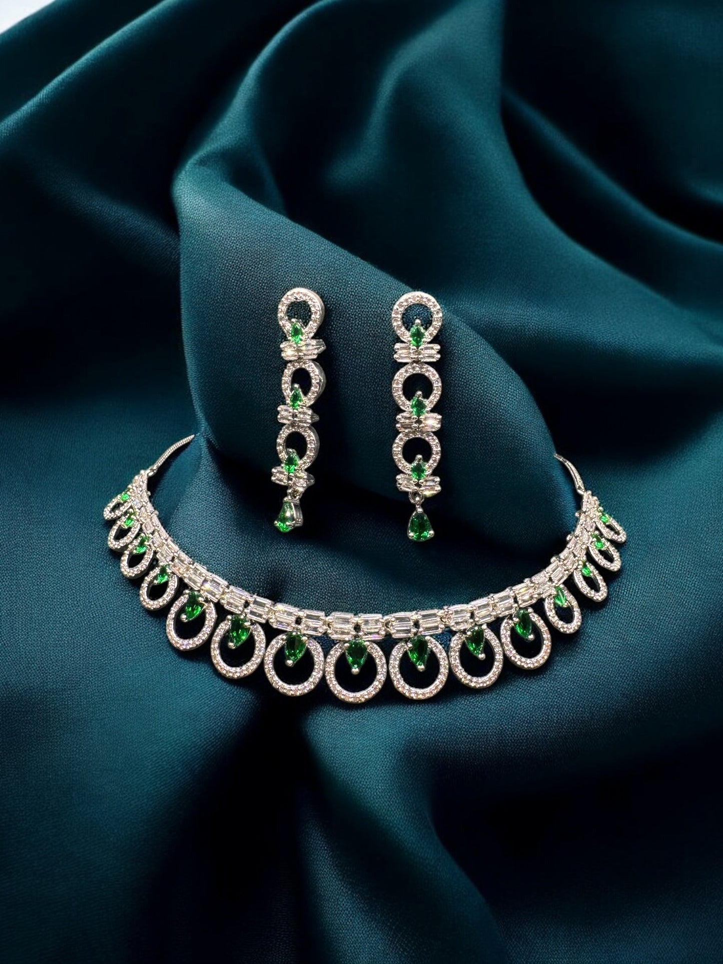 Green Spark Necklace And Earrings