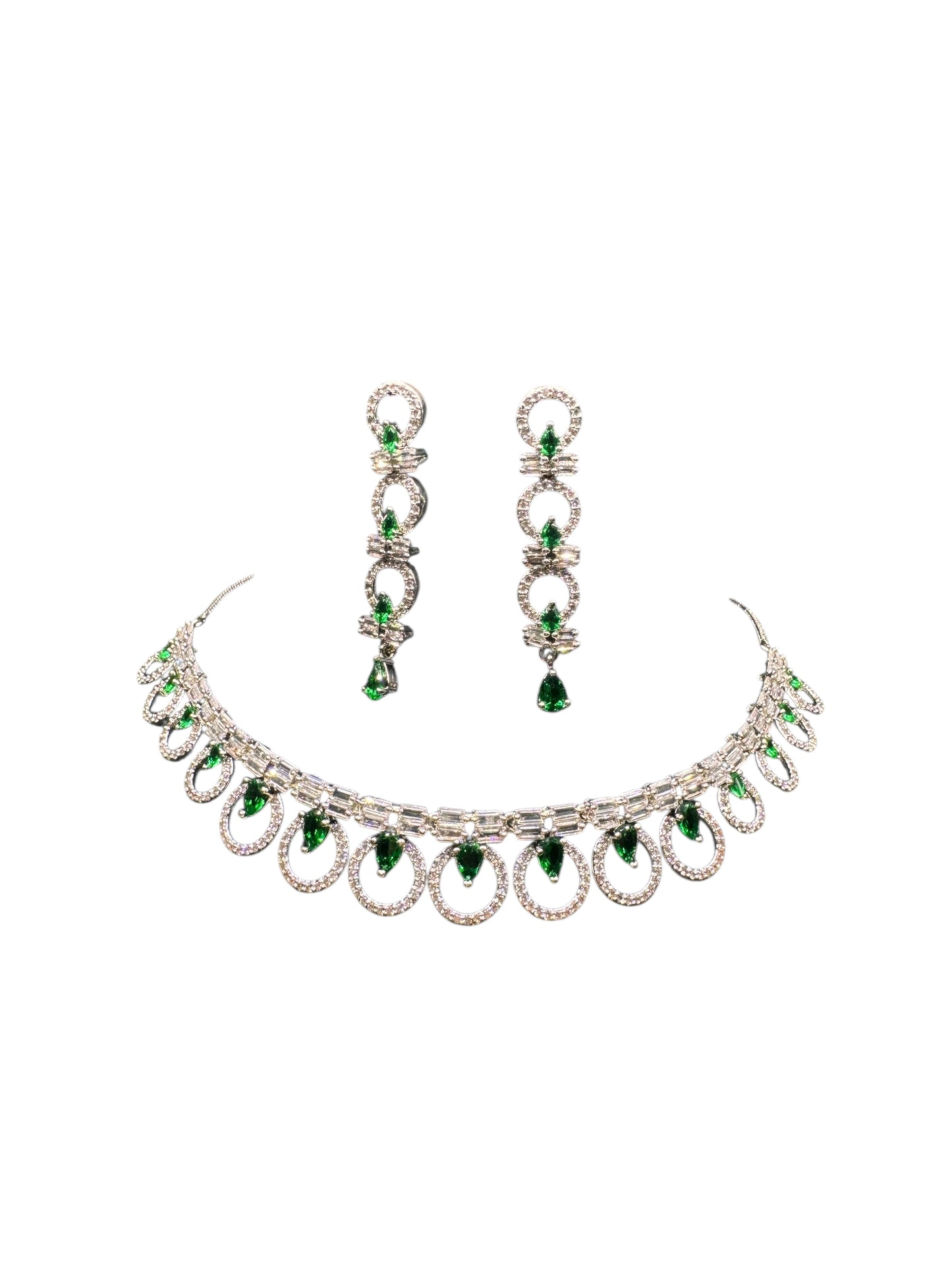 Green Spark Necklace And Earrings