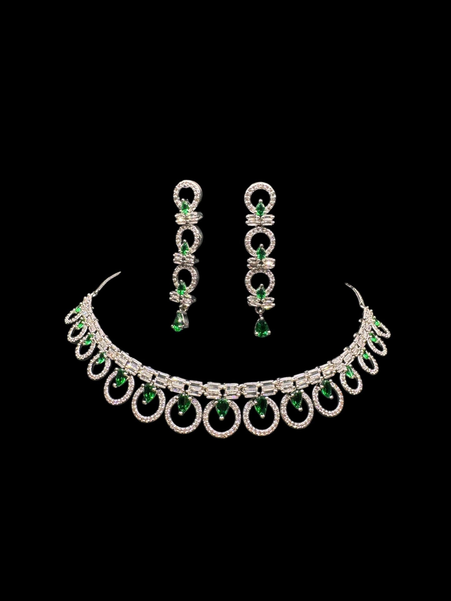Green Spark Necklace And Earrings