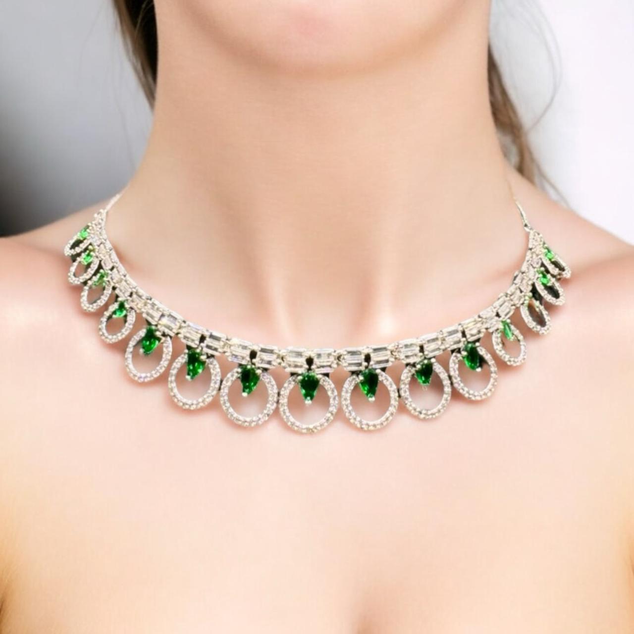 Green Spark Necklace And Earrings