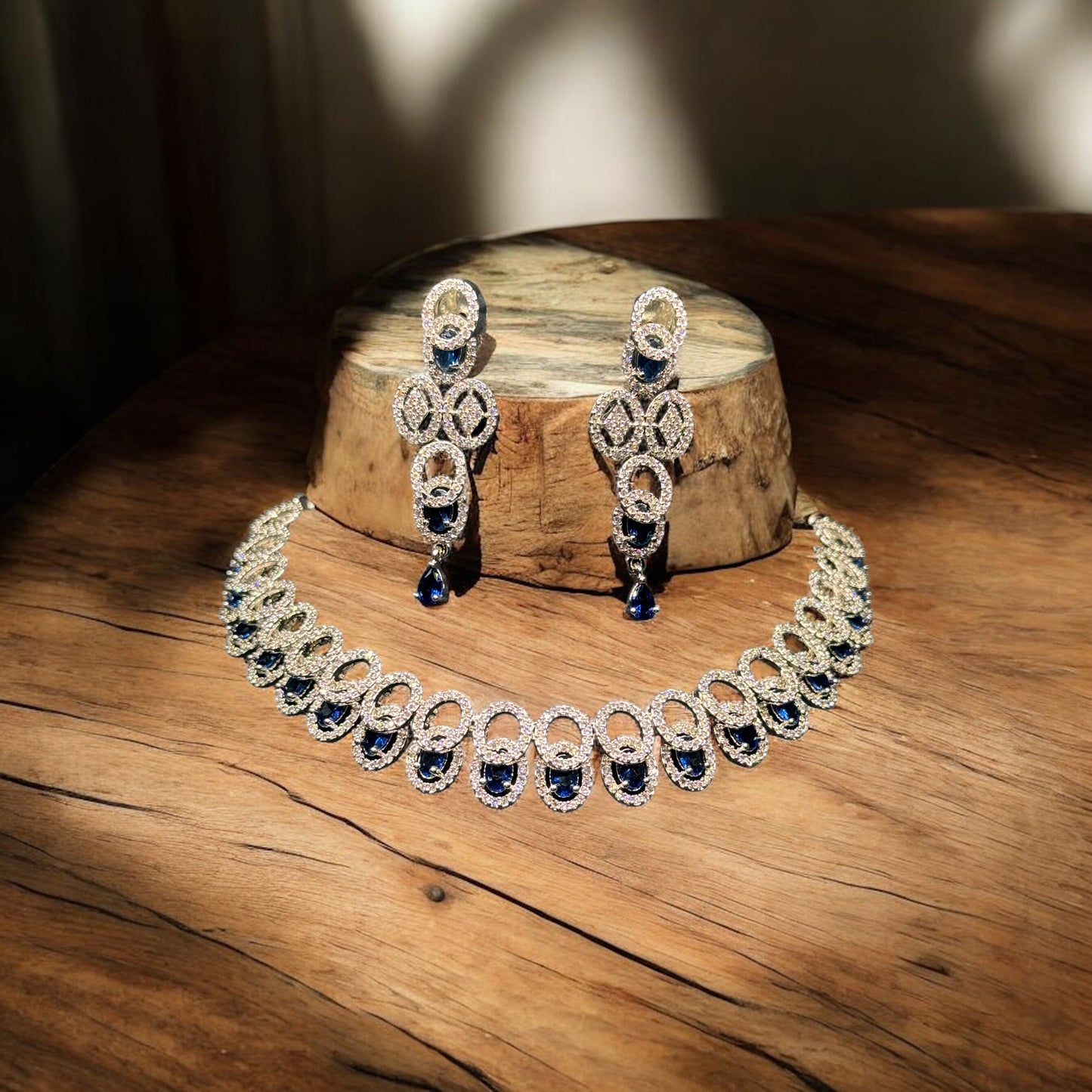Blue Gem Set Necklace And Earring