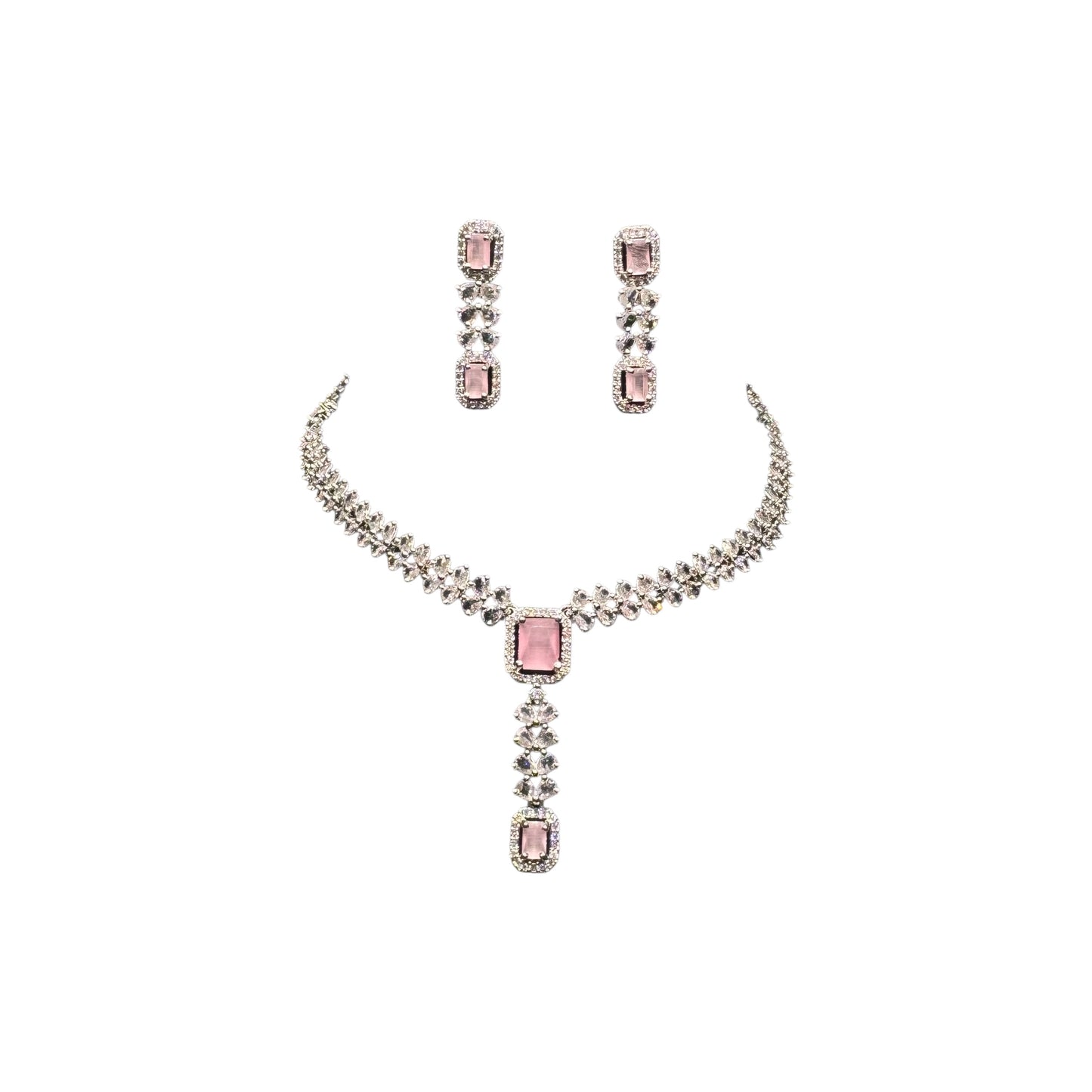 Beautiful American Pink Necklace And Earring Set