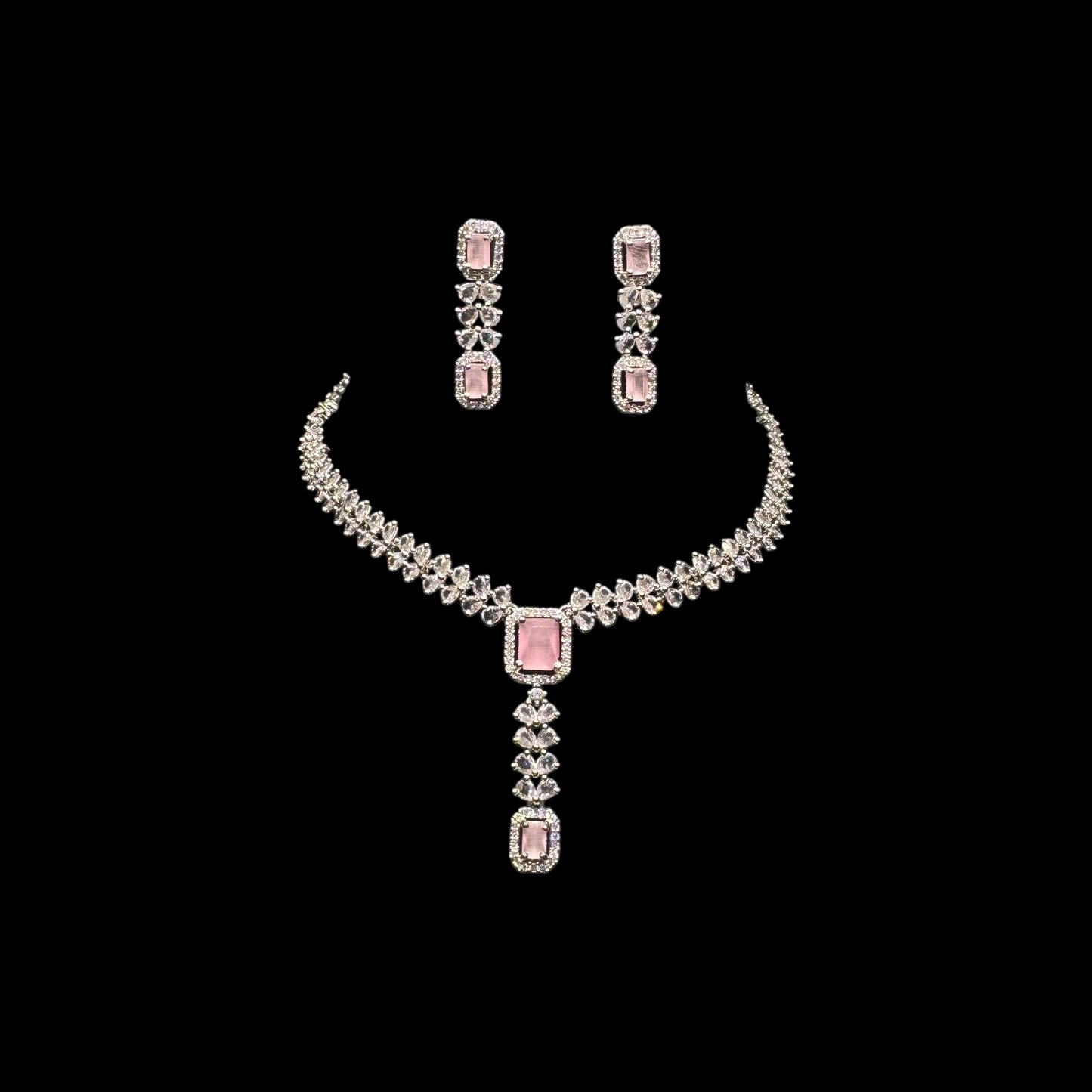 Beautiful American Pink Necklace And Earring Set