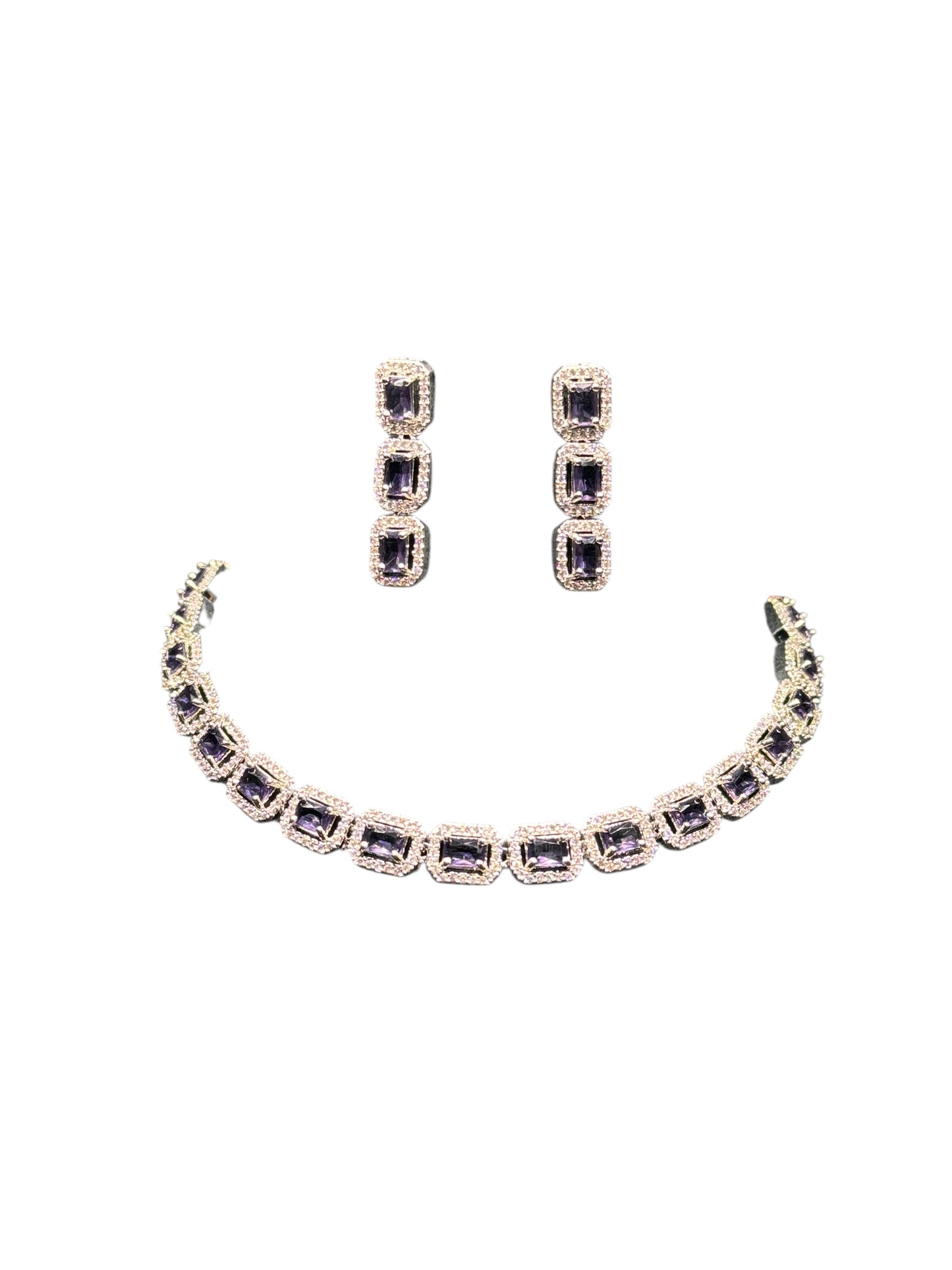 Beautiful Purple American diamond Necklace & Earring Set