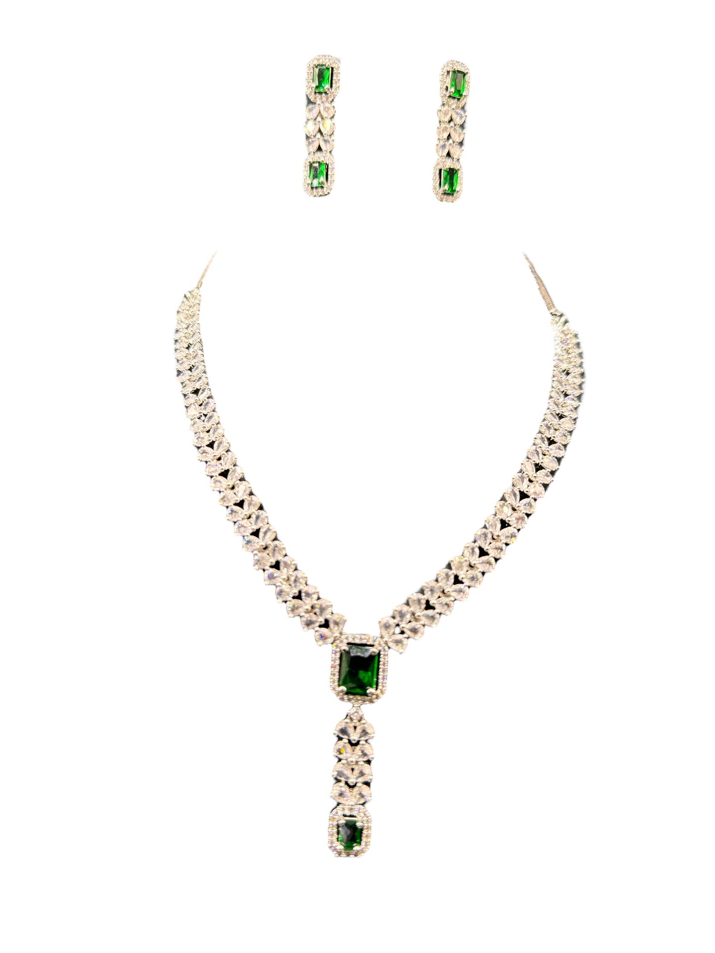 Green Glow Necklace And Earring Set