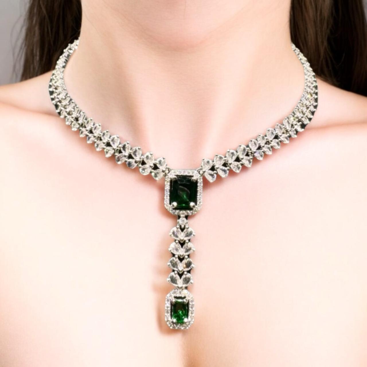 Green Glow Necklace And Earring Set